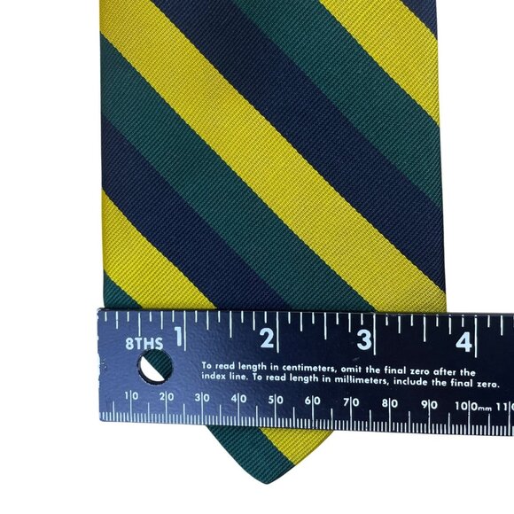 Vintage Brooks Brothers Yellow & Green Striped Silk Tie Woven In England - Picture 7 of 7